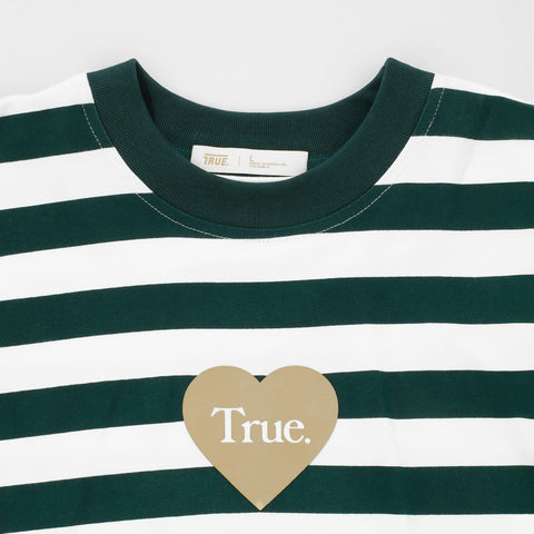 Striped Boxy Tee - Pine Green