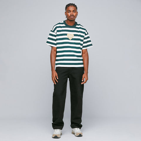 Striped Boxy Tee - Pine Green