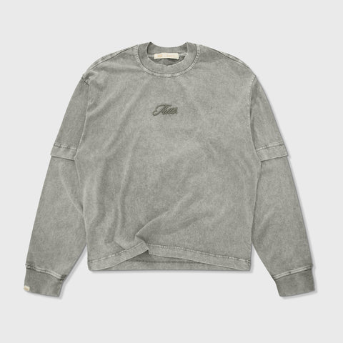 Washed Double Sleeve Tee - Gray