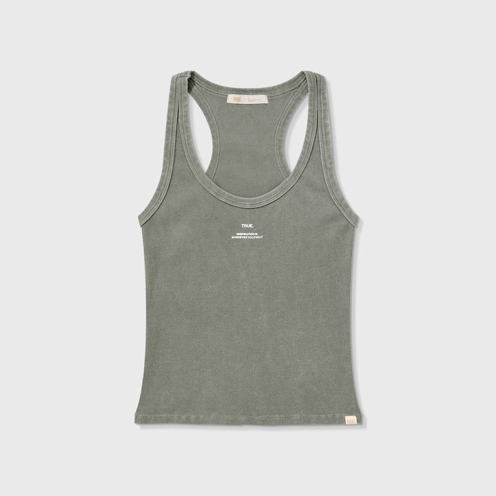 Washed Ribbed Tank Top - Light Grey