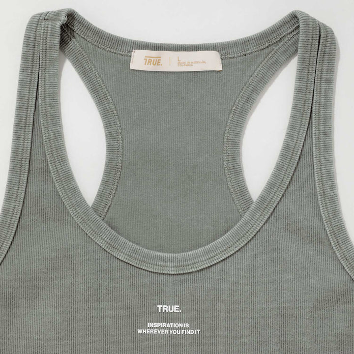 Washed Ribbed Tank Top - Light Grey