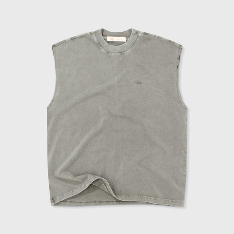 Washed Sleeveless Tee - Light Grey