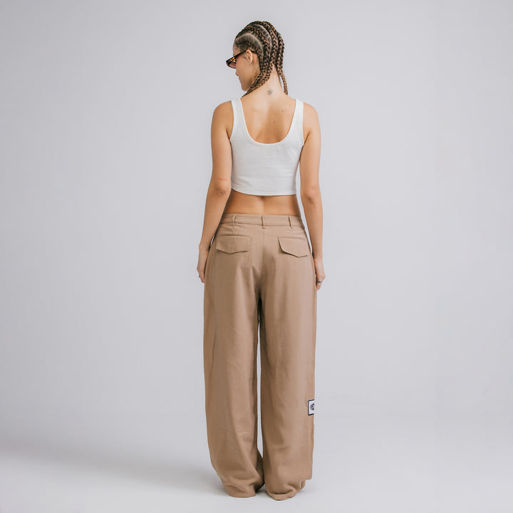 Wide Leg Trousers - Khaki