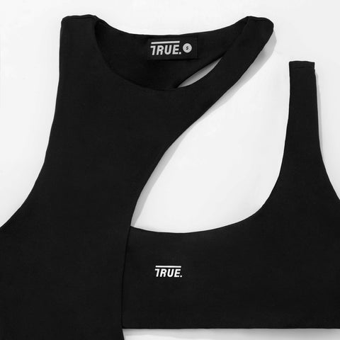 True Logo Asymmetric Bodysuit - Black