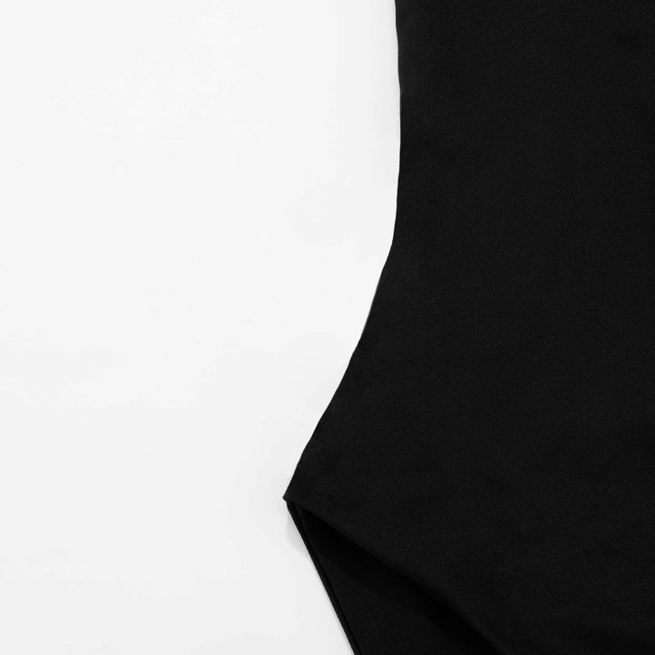 True Logo Asymmetric Bodysuit - Black