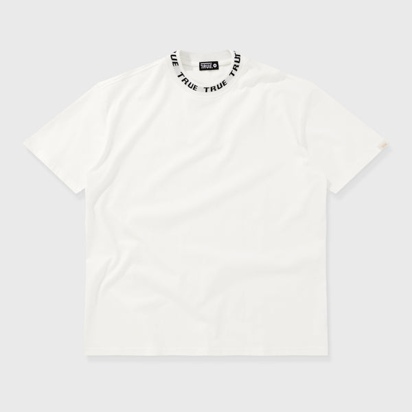 Knit Collar Oversized T-Shirt - Ivory