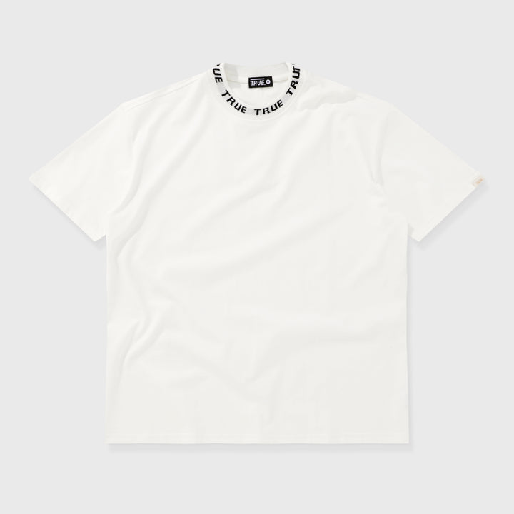 Knit Collar Oversized T-Shirt - Ivory