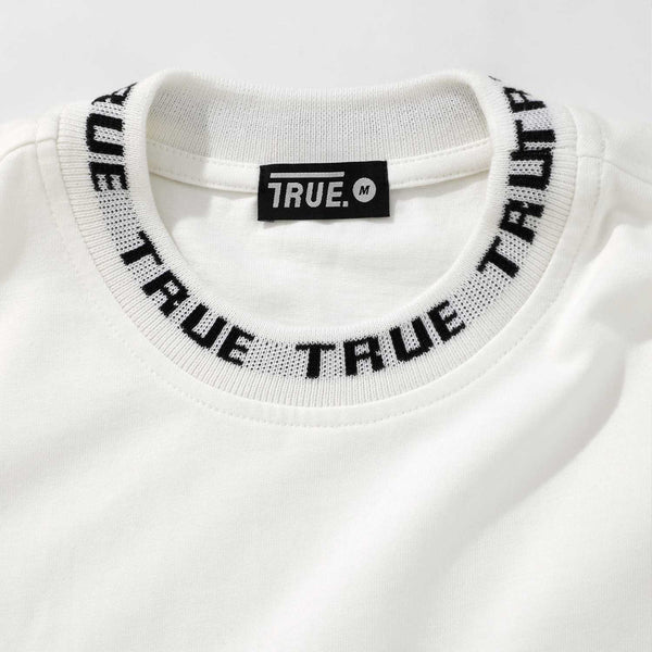 Knit Collar Oversized T-Shirt - Ivory