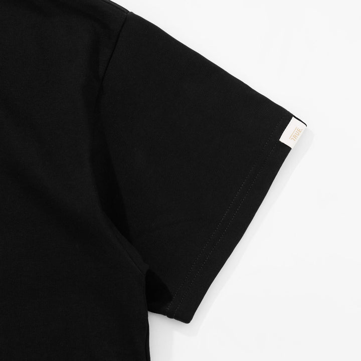 Knit Collar Oversiezed T-Shirt - Black