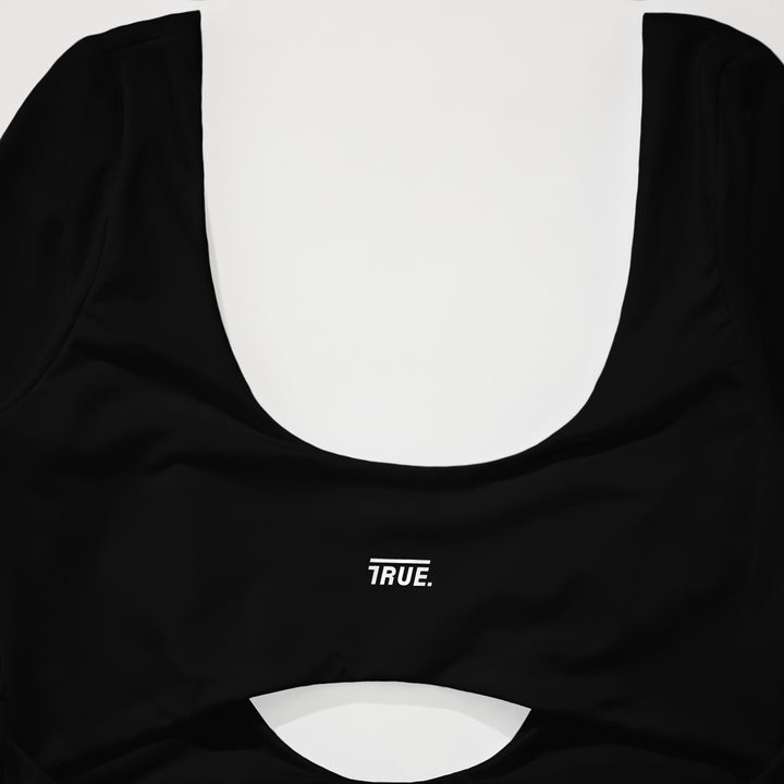 True Logo Cut-Out LS Bodysuit - Black