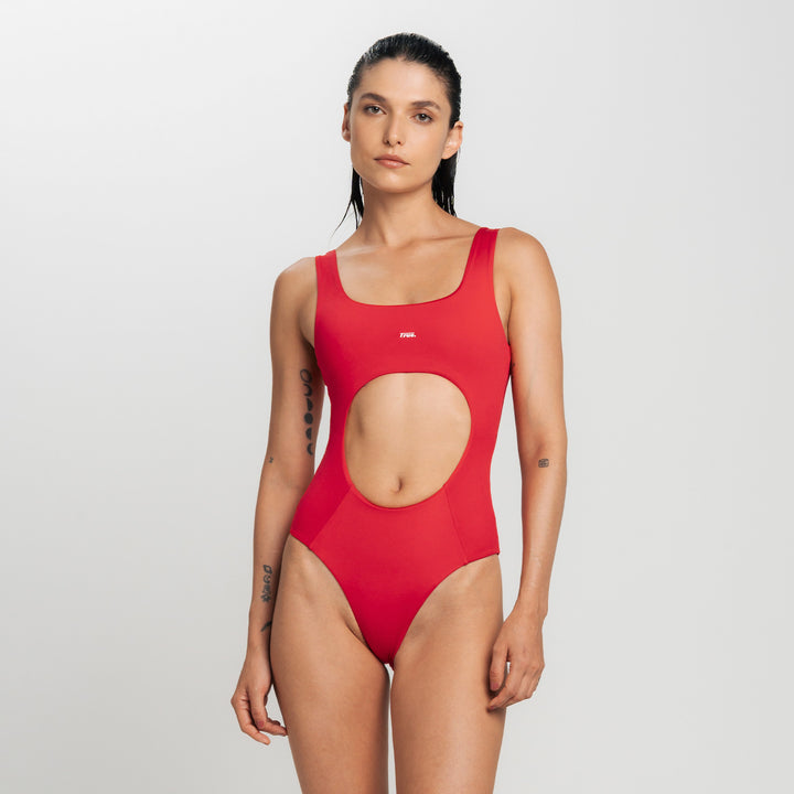 Cut-Out Bodysuit - Red