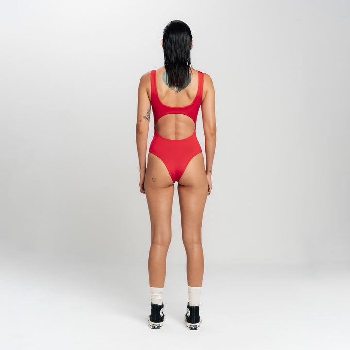 Cut-Out Bodysuit - Red