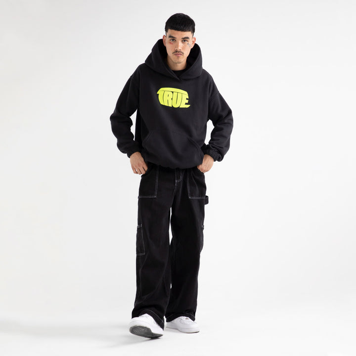 Font Logo Bomber Hoodie - Black