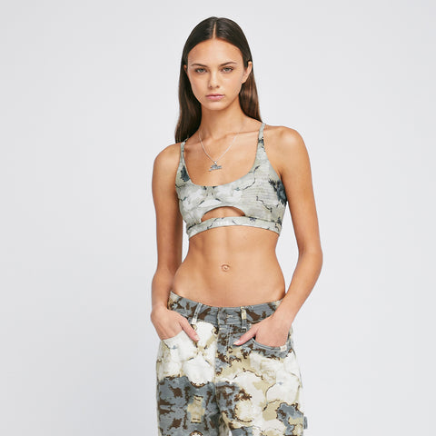 Marble Mesh Cut-Out Top - Green