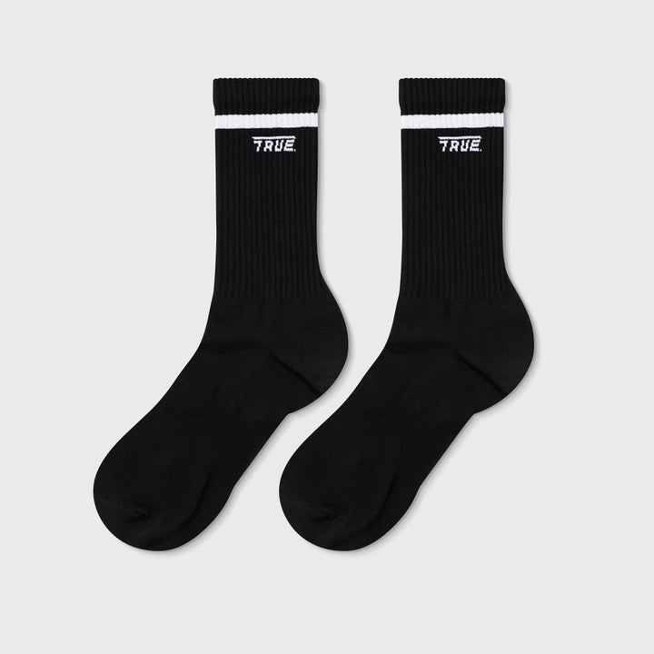 Logo Striped Socks - Black