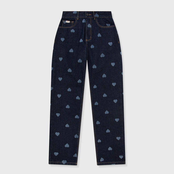 High-rise jeans with hearts
