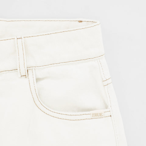 Straight Denim Cargo Pants - Ivory