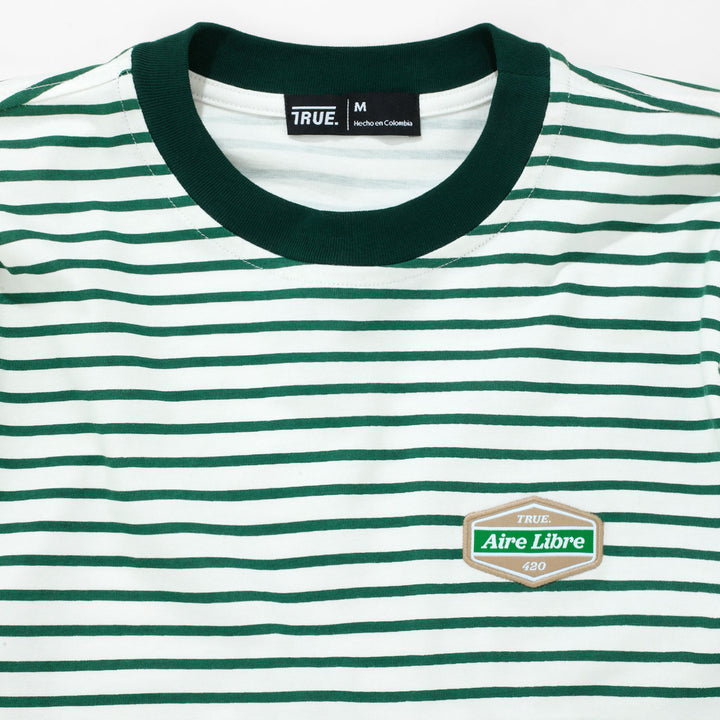 Aire Libre Striped LS T-Shirt - Pine Green