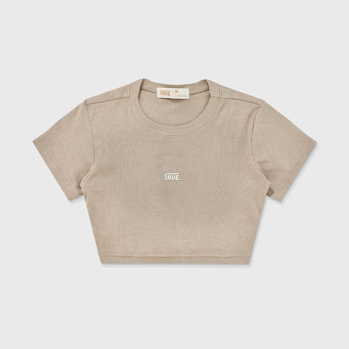 Classic Ribbed Crop Top - Sand