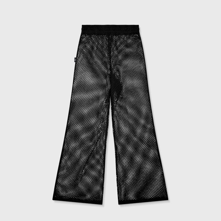 Crochet Mesh Maxi Pants - Black