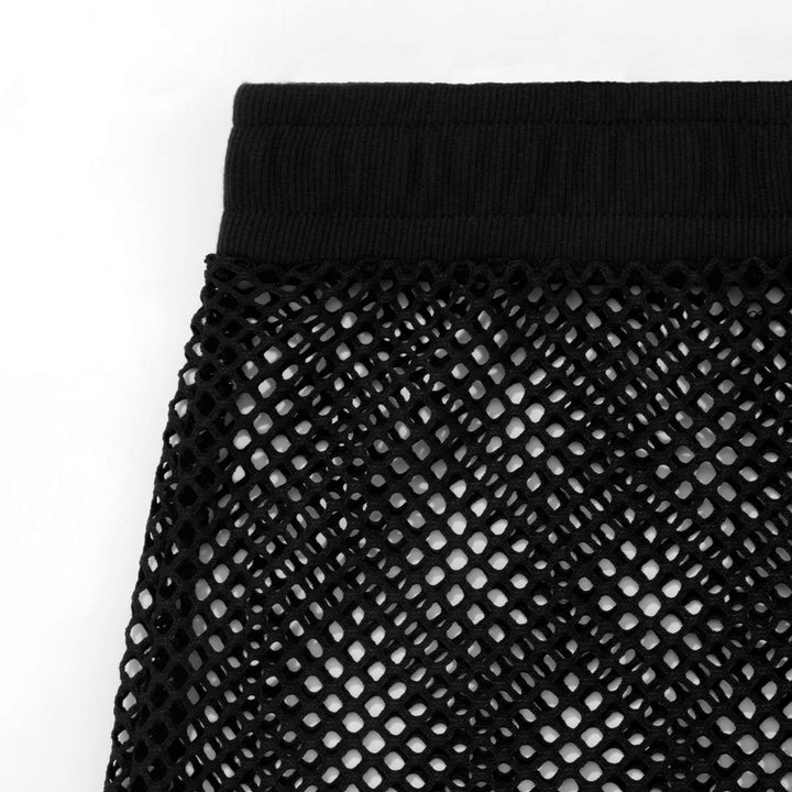 Crochet Mesh Maxi Pants - Black