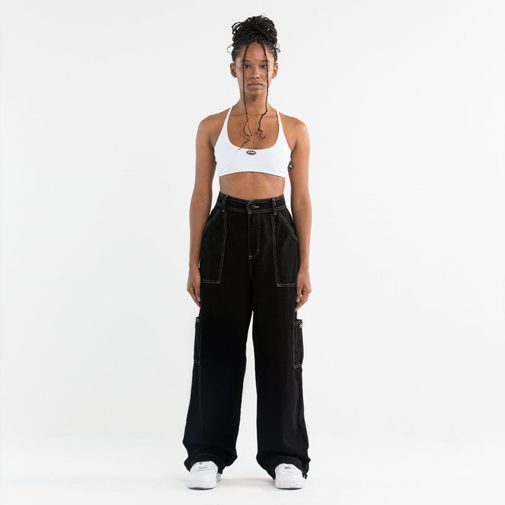 Pocket High Waisted Pants - Black