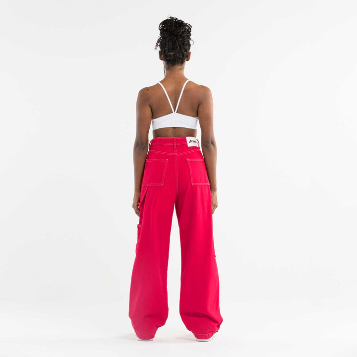 Pocket High Waisted Pants - Cherry